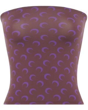Marine Serre Moon-Print Jersey Tube Top - Purple