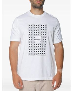 Ted Baker Mccourt Box-Print T-Shirt - White