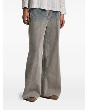 Peserico Vaqueros Palazzo Con Motivo Tie-Dye - Gris