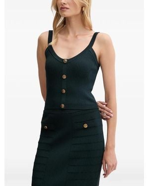Guess Haut Boutonné Emmie En Maille Nervurée - Black