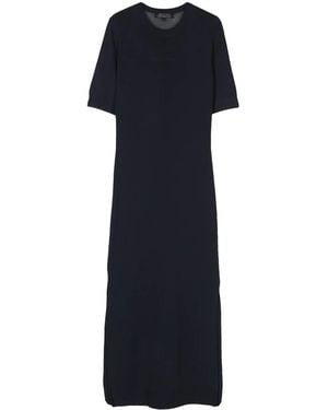 ARMANI EXCHANGE Logo-Embroidered Fine-Knit Dress - Blue