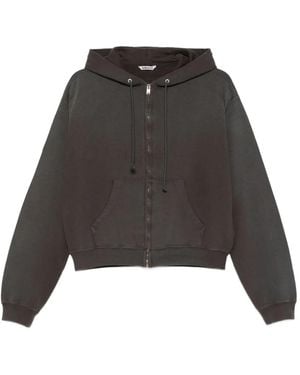 AURALEE Zip-Up Cotton Hoodie - Black