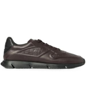 Cesare Paciotti Crocodile-Effect Leather Trainers - Grey