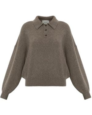 Lisa Yang Etta Long-Sleeve Polo Shirt - Brown