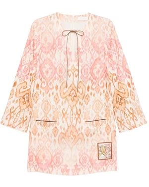 Zimmermann Robe Aster À Imprimé Ikat - Rose