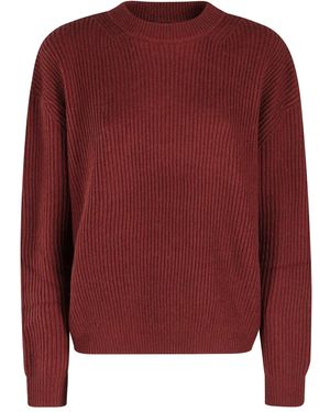 Isabelle Blanche Leather-Patch Ribbed Jumper - Red