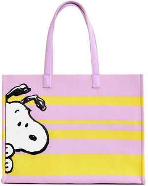 Essentiel Antwerp Peanuts Graphic Striped Tote Bag - Yellow