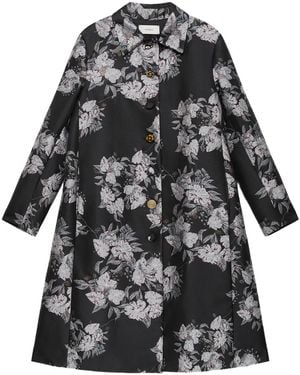 Maliparmi Floral-Print Button-Fastening Coat - Black