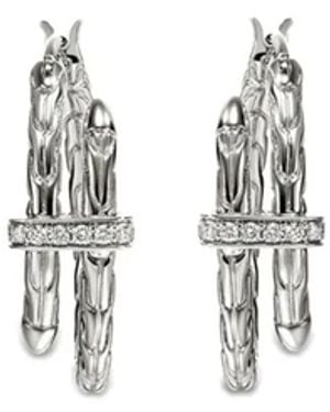 John Hardy Sterling Small Spear Diamond Hoop Earrings - White