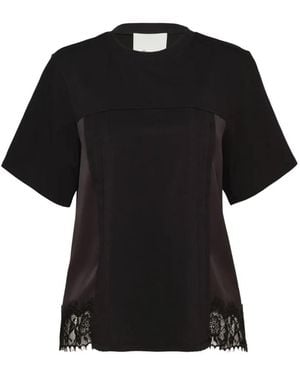 3.1 Phillip Lim Lace-Trim T-Shirt - Black