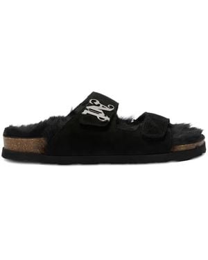 Palm Angels Sandalen Mit Pelz - Schwarz