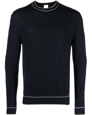 Eleventy Stripe-Detail Wool Sweatshirt - Blue