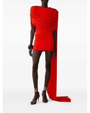 The New Arrivals Ilkyaz Ozel Khara Draped-Detail Mini Dress - Red