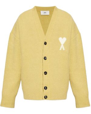 Ami Paris Ami De Coeur Logo Cardigan - イエロー
