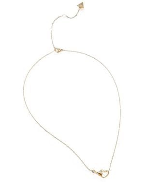 Guess Crystal-Embellished Heart-Pendant Necklace - White