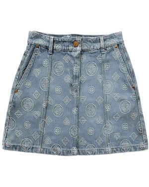 CASABLANCA Monogram-Patterned Skirt - Blue