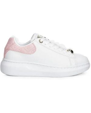Guess Logo-Embossed Quilted Sneakers - White