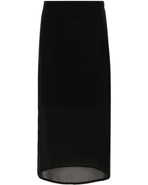 Sportmax Semi-Sheer Panel Midi Skirt - Black