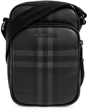Burberry Mini City Check Crossbody Bag - Black