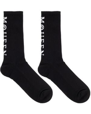 McQueen Logo-Embellished Ribbed Socks - Black
