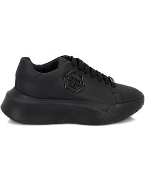 Philipp Plein X New Basic Hexagon Leather Trainers - Black