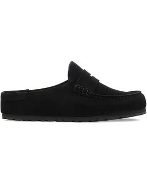 Birkenstock Naples Wrapped Penny-Strap Suede Mules - Black