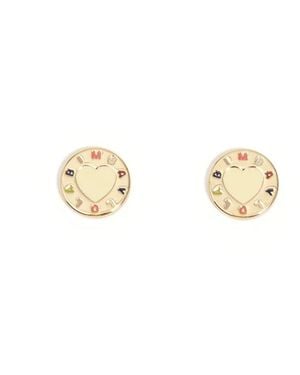 Bimba Y Lola Heart Enamel Earrings - Black