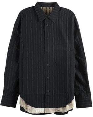 Ziggy Chen Striped Layered-Effect Shirt - Black