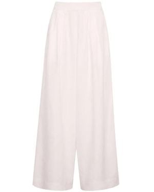Cara Cara Linen Pleated Palazzo Trousers - White