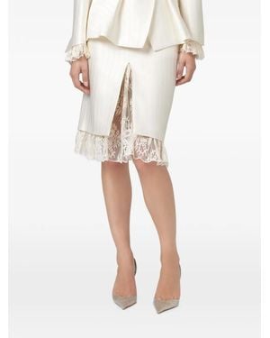 GIUSEPPE DI MORABITO Lace-Trim Pinstripe Mini Skirt - Natural