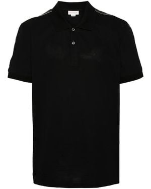 McQueen Logo-Tape Cotton Polo Shirt - Black