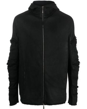 Masnada Draped Cotton Zip-Up Hoodie - Black