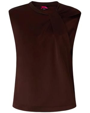 Pinko Draped Padded-Shoulder Top - Brown