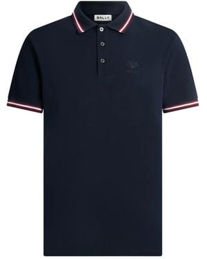 Bally Striped-Detail Button-Fastening Polo Shirt - Blue