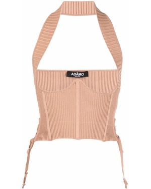 ANDREADAMO Ribbed-Knit Corset Top - White