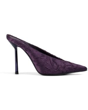 Le Silla Clivage Ruched Silk-Satin Mules - Purple