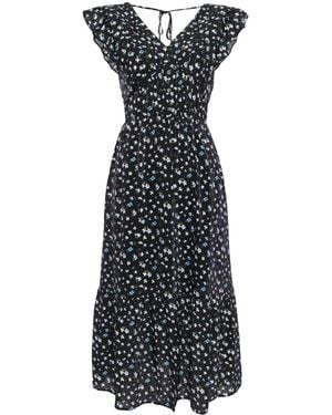 B+ AB Floral-Print Midi Dress - Black