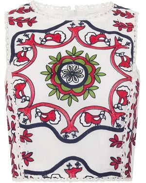 Pearl & Caviar Lace-trim Embroidered Top