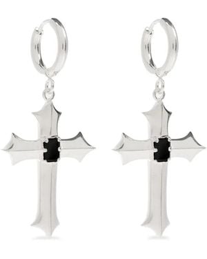 MISBHV Cross-Pendant Hoop Earrings - White