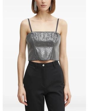 Guess Sequin-Embellished Corset Top - Gray