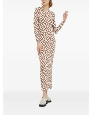 Résumé Robe Mi-Longue À Carreaux - Blanc