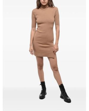 DSquared² High-Neck Short-Sleeve Day Dress - Natural