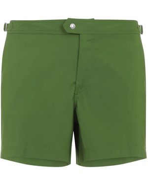 Tom Ford Nylon Swimsuit With Side Straps - Green