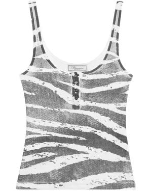 Blumarine Zebra-Print Ribbed Top - Gray