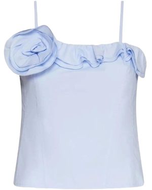 Marella Rose-Appliqué Ruffled Top - Blue
