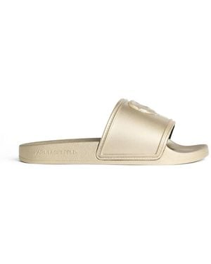 KARL LAGERFELD Embossed Logo Slides - White
