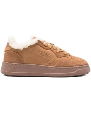 Autry Medialist Shearling Sneakers - Brown