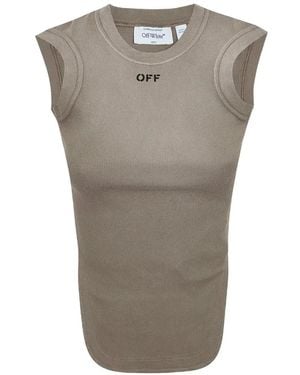 Off-White c/o Virgil Abloh Logo-Print Ribbed Tank Top - Grey