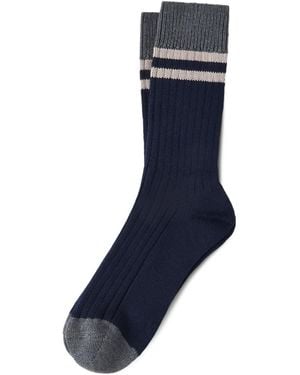 Brunello Cucinelli ストライプ 靴下 - ブルー