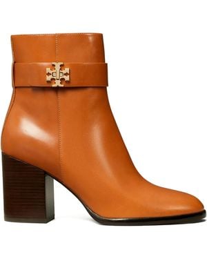 Tory Burch T-Lock Heeled Ankle Boots - Brown